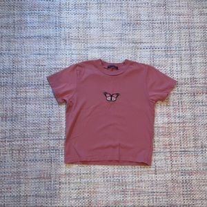 dark pink Brandy Melville butterfly shirt